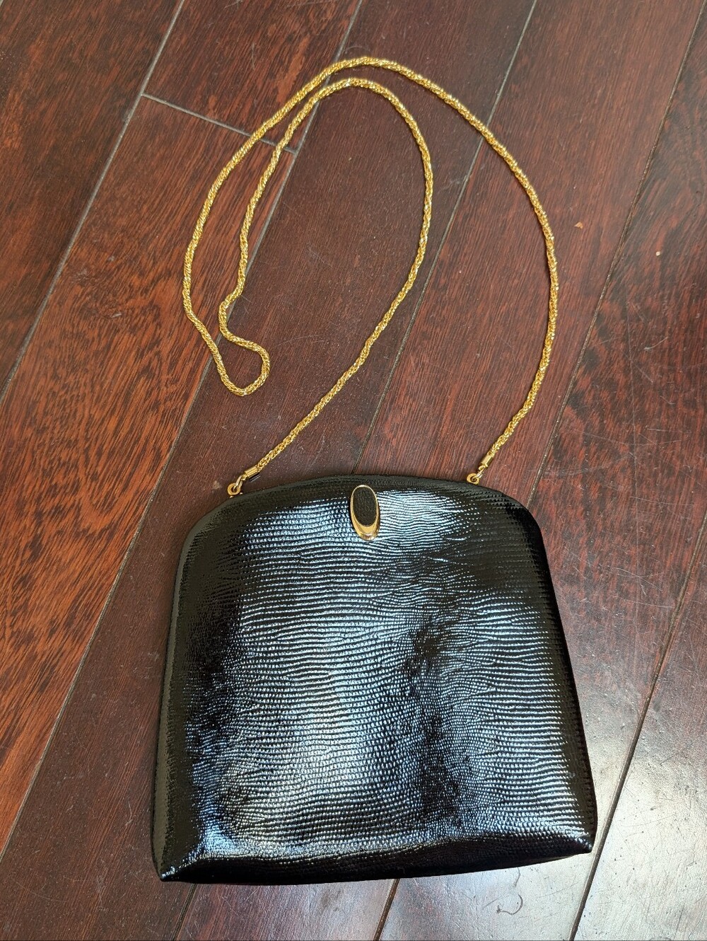 Vintage Oroton Embossed Leather Clutch - Black/Gold